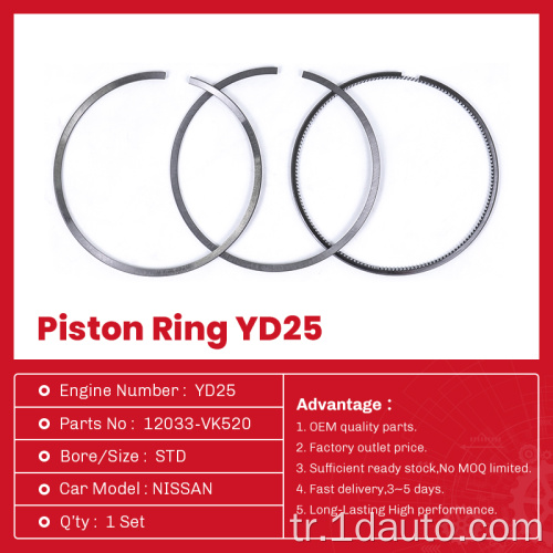 Nissan YD25 için 12033-VK520 Dizel Motor Piston Halkası